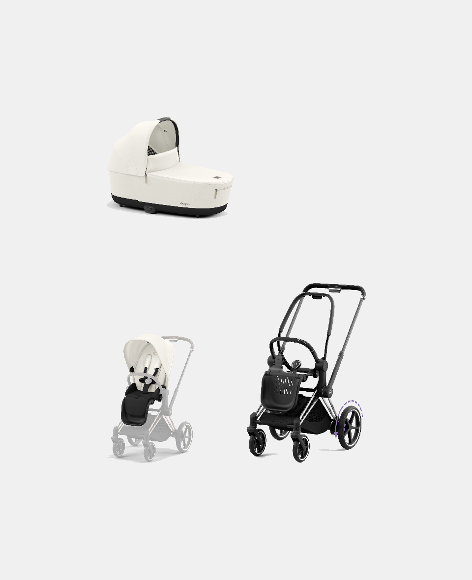 521002357-523000819-523000753.jpg Carucior 2 in 1 Cadru Cărucior pentru Copii e-Priam Chrome Black + Landou PRIAM Lux Off White + Parte Sport Carucior Priam Off White Cybex Platinum - imagine 1