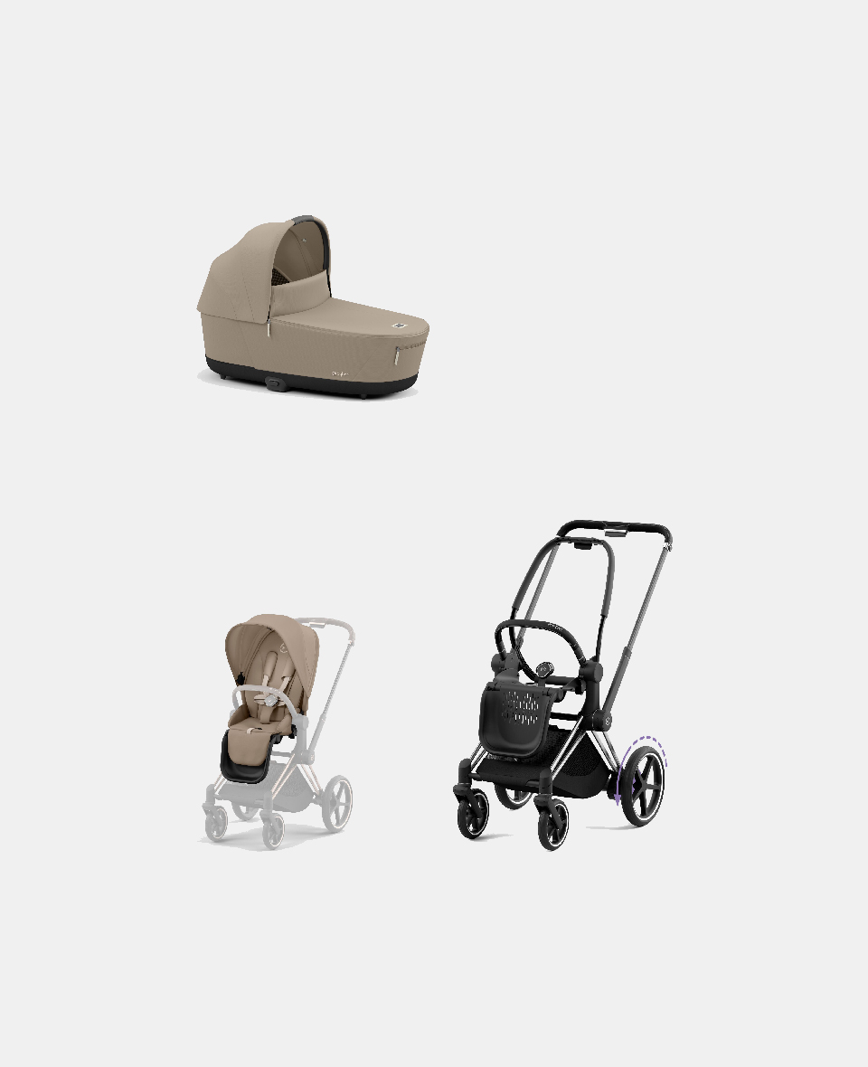 521002357-523001271-523001261.jpg Carucior 2 in 1 Cadru Cărucior pentru Copii e-Priam Chrome Black + Landou PRIAM Lux Cozy Beige + Parte Sport Carucior Priam Cozy Beige Cybex Platinum - imagine 1