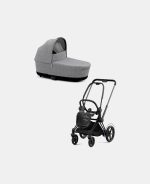 Carucior Nou Nascut Electric E-Priam: Cadru Cărucior pentru Copii e-Priam Matt + Landou PRIAM Lux Manhattan Grey Plus Cybex Platinum