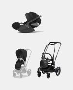 Carucior 2 in 1 Cadru Cărucior pentru Copii e-Priam Matt + Parte Sport Carucior Priam Sepia Black + Scoică Auto pentru Copii Cloud T i-Size Comfort Sephia Black Cybex Platinum Cybex Platinum - imagine 2