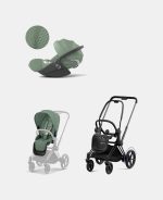 Carucior 2 in 1 Cadru Cărucior pentru Copii e-Priam Matt + Parte Sport Carucior Priam Leaf Green + Scoică Auto pentru Copii Cloud T i-Size Plus Leaf Green Cybex Platinum - imagine 2