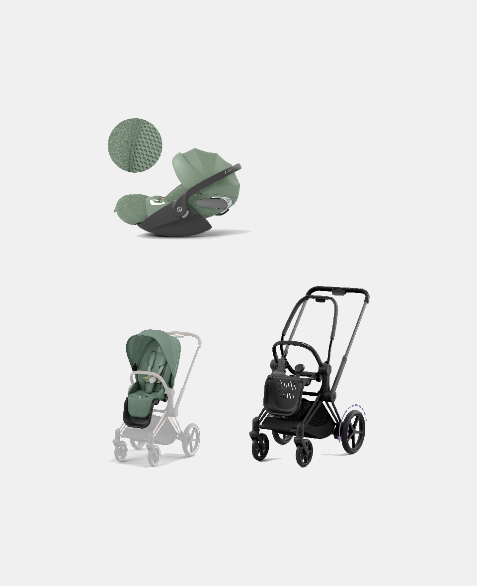 521002365-523000773-523000256.jpg Carucior 2 in 1 Cadru Cărucior pentru Copii e-Priam Matt + Parte Sport Carucior Priam Leaf Green + Scoică Auto pentru Copii Cloud T i-Size Plus Leaf Green Cybex Platinum - imagine 1