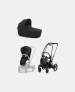 Carucior 2 in 1 Cadru Cărucior pentru Copii e-Priam Matt Black + Landou PRIAM Lux Sepia Black + Parte Sport Carucior Priam Sepia Black Cybex Platinum