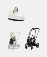 Carucior 2 in 1 Cadru Cărucior pentru Copii e-Priam Matt + Landou PRIAM Lux Off White + Parte Sport Carucior Priam Off White Cybex Platinum - imagine 2