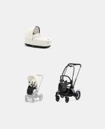Carucior 2 in 1 Cadru Cărucior pentru Copii e-Priam Matt + Landou PRIAM Lux Off White + Parte Sport Carucior Priam Off White Cybex Platinum