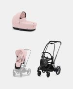 Carucior 2 in 1 Cadru Cărucior pentru Copii e-Priam Matt Cybex + Landou PRIAM Lux Peach Pink + Parte Sport Carucior Priam Peach Pink Cybex Platinum - imagine 2