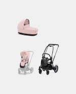 Carucior 2 in 1 Cadru Cărucior pentru Copii e-Priam Matt Cybex + Landou PRIAM Lux Peach Pink + Parte Sport Carucior Priam Peach Pink Cybex Platinum