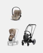 Carucior 2 in 1 Cadru Cărucior pentru Copii e-Priam Matt + Parte Sport Carucior Priam Cozy Beige + Scoică Auto pentru Copii Cloud T i-Size Plus Cozy Beige Cybex Platinum Cybex Platinum - imagine 2