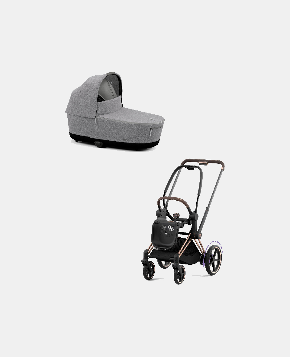 521002373-522000995.jpg Carucior Nou Nascut Electric E-Priam: Cadru Cărucior pentru Copii e-Priam Rosegold + Landou PRIAM Lux Manhattan Grey Plus Cybex Platinum - imagine 1