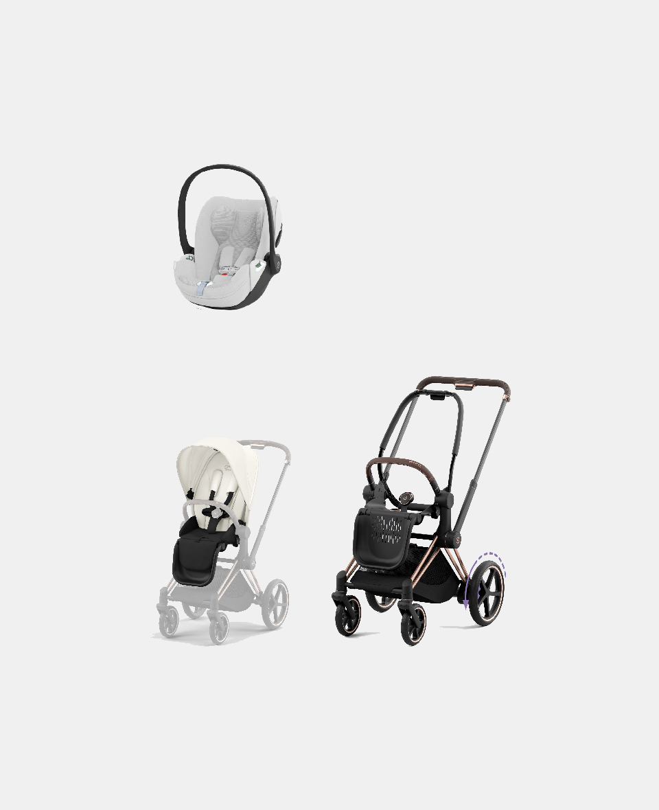 521002373-523000753-523000244.jpg Carucior 2 in 1 Cadru Cărucior pentru Copii e-Priam Rosegold + Parte Sport Carucior Priam Off White + Scoică Auto pentru Copii Cloud T i-Size Plus Platinum White Cybex Platinum Cybex Platinum - imagine 1