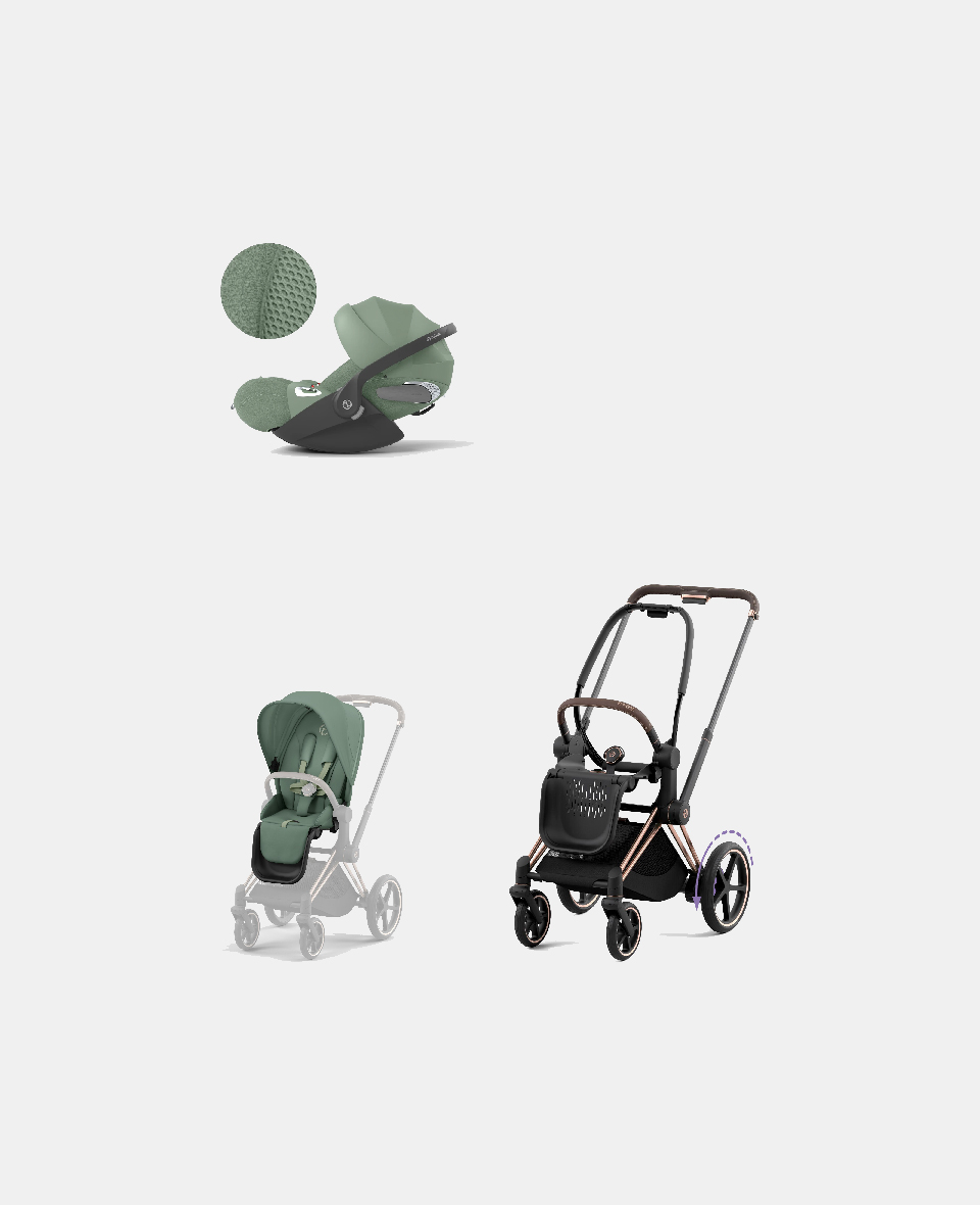 521002373-523000773-523000256.jpg Carucior 2 in 1 Cadru Cărucior pentru Copii e-Priam Rosegold +Parte Sport Carucior Priam Leaf Green + Scoică Auto pentru Copii Cloud T i-Size Plus Leaf Green Cybex Platinum - imagine 1