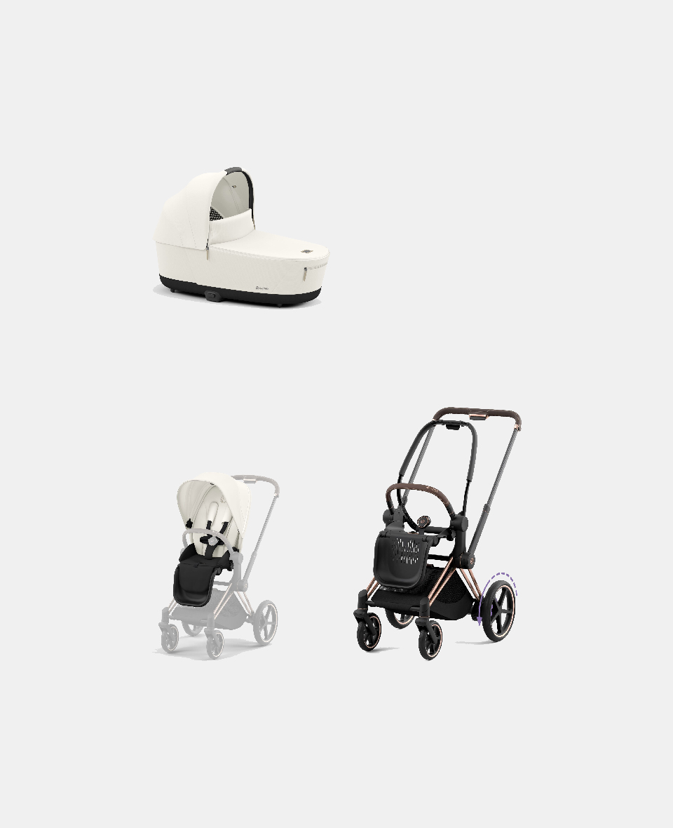 521002373-523000819-523000753.jpg Carucior 2 in 1 Cadru Cărucior pentru Copii e-Priam Rosegold + Landou PRIAM Lux Off White + Parte Sport Carucior Priam Off White Cybex Platinum - imagine 1