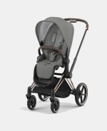 Cadru Carucior pentru Copii Priam Matt Black + Parte Sport Carucior Priam Soho Grey Cybex Platinum