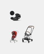 Carucior 2 in 1 : Cadru Carucior pentru Copii Mios Chrome Brown + Parte Sport Carucior MIOS Autumn Gold + Scoică Auto pentru Copii Cloud T i-Size Plus Sephia Black Cybex Platinum