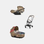 Carucior 2 in 1 Landou MIOS Lux One Love | multicolor + Cadru Carucior pentru Copii Mios Chrome Brown + Scoica Auto CLOUD T I-SIZE One Love | multicolor Cybex Platinum