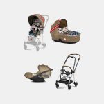 Carucior 3 in 1 Landou MIOS Lux One Love | multicolor + Cadru Carucior pentru Copii Mios Chrome Brown + Scoica Auto CLOUD T I-SIZE One Love | multicolor + Parte Sport Carucior MIOS One Love | multicolor Cybex Fashion
