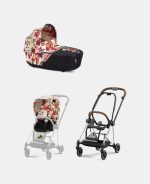 Carucior 2 in 1 Landou MIOS Lux Spring Blossom Light | light beige + Cadru Carucior pentru Copii Mios Chrome Brown + Parte Sport Carucior MIOS Spring Blossom Light | light beige Cybex Fashion - imagine 2