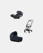 Carucior 2 in 1 Landou MIOS Lux Jewels of Nature | dark blue + Cadru Carucior pentru Copii Mios Chrome Brown + Scoica Auto CLOUD T I-SIZE Jewels of Nature | dark blue Cybex Platinum
