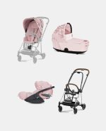 Carucior 3 in 1 Landou MIOS Lux SIMPLY FLOWERS PINK | light pink + Cadru Carucior pentru Copii Mios Chrome Brown + Scoica Auto CLOUD T I-SIZE SIMPLY FLOWERS PINK | light pink + Parte Sport Carucior MIOS SIMPLY FLOWERS PINK | light pink Cybex Fashion - imagine 2