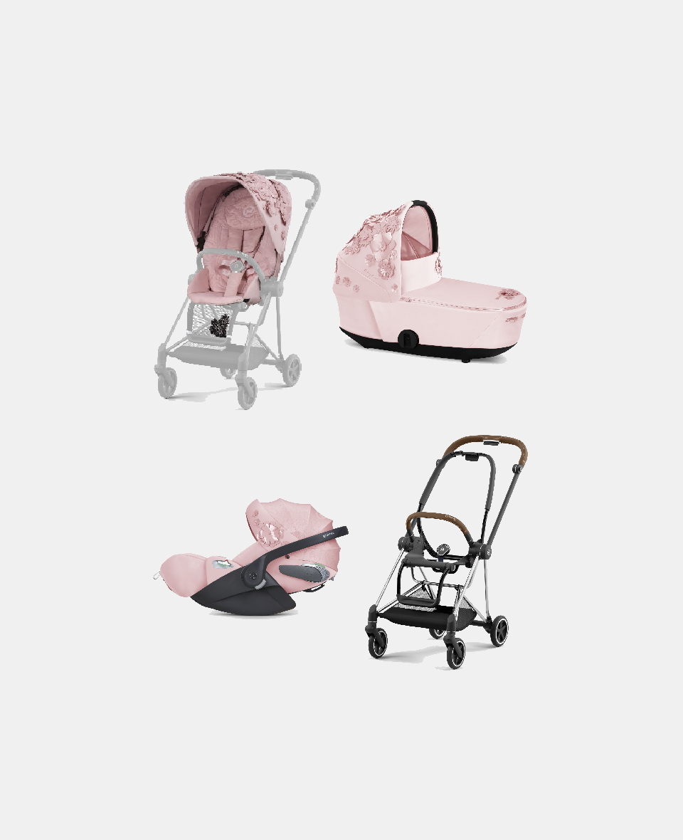 521002507-522000789-523000267-521002871.jpg Carucior 3 in 1 Landou MIOS Lux SIMPLY FLOWERS PINK | light pink + Cadru Carucior pentru Copii Mios Chrome Brown + Scoica Auto CLOUD T I-SIZE SIMPLY FLOWERS PINK | light pink + Parte Sport Carucior MIOS SIMPLY FLOWERS PINK | light pink Cybex Fashion - imagine 1