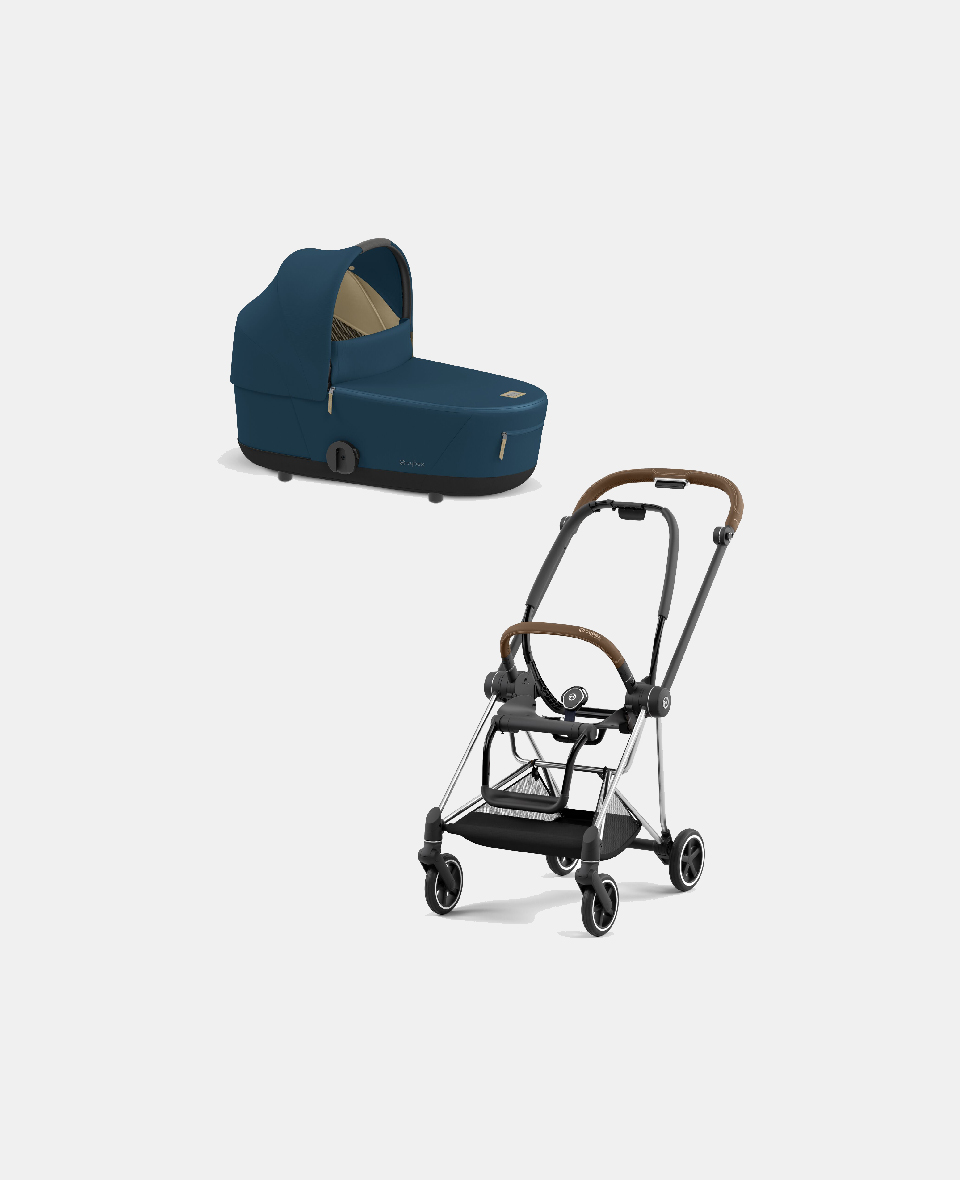521002507-522000813.jpg Carucior Nou Nascut Mios: Cadru Carucior pentru Copii Mios Chrome Brown + Landou Mios Lux Mountain Blue Cybex Platinum - imagine 1