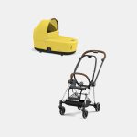 Carucior Nou Nascut Mios: Cadru Carucior pentru Copii Mios Chrome Brown + Landou Mios Lux Mustard Yellow Cybex Platinum