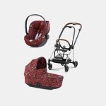Carucior 2 in 1 Landou MIOS Lux Rosenrot Red | dark red + Cadru Carucior pentru Copii Mios Chrome Brown + Scoica Auto CLOUD T I-SIZE Rosenrot Red | dark red Cybex Platinum