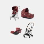 Carucior 3 in 1 Landou MIOS Lux Rosenrot Red | dark red + Cadru Carucior pentru Copii Mios Chrome Brown + Scoica Auto CLOUD T I-SIZE Rosenrot Red | dark red + Parte Sport Carucior MIOS Rosenrot Red | dark red Cybex Fashion