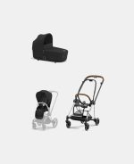 Carucior 2 in 1 : Cadru Carucior pentru Copii Mios Chrome Brown + Landou Mios Lux Sepia Black + Parte Sport Carucior MIOS Sepia Black Cybex Platinum