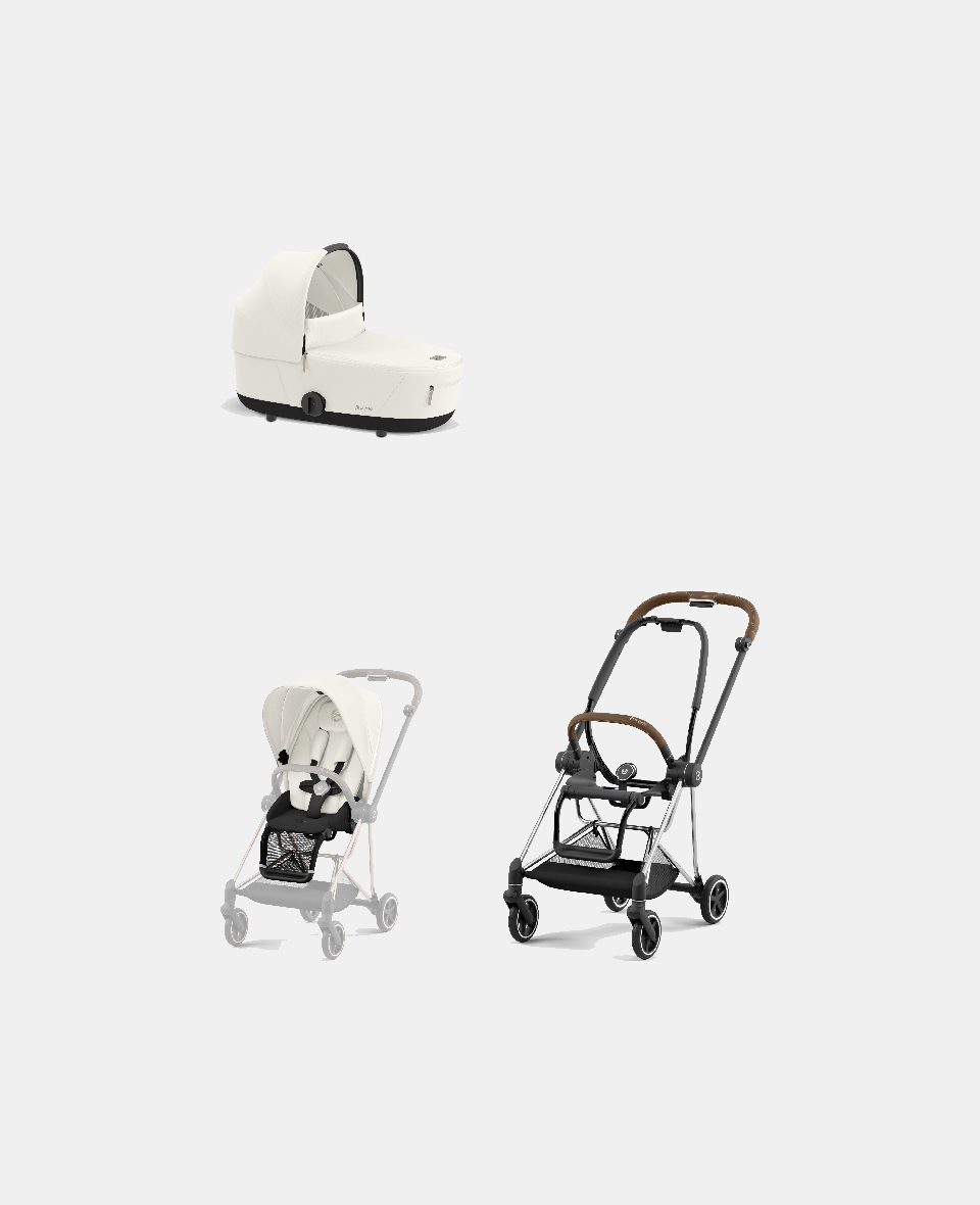 521002507-523000937-523000881.jpg Carucior 2 in 1 : Cadru Carucior pentru Copii Mios Chrome Brown + Landou Mios Lux Off White + Parte Sport Carucior MIOS Off White Cybex Platinum - imagine 1