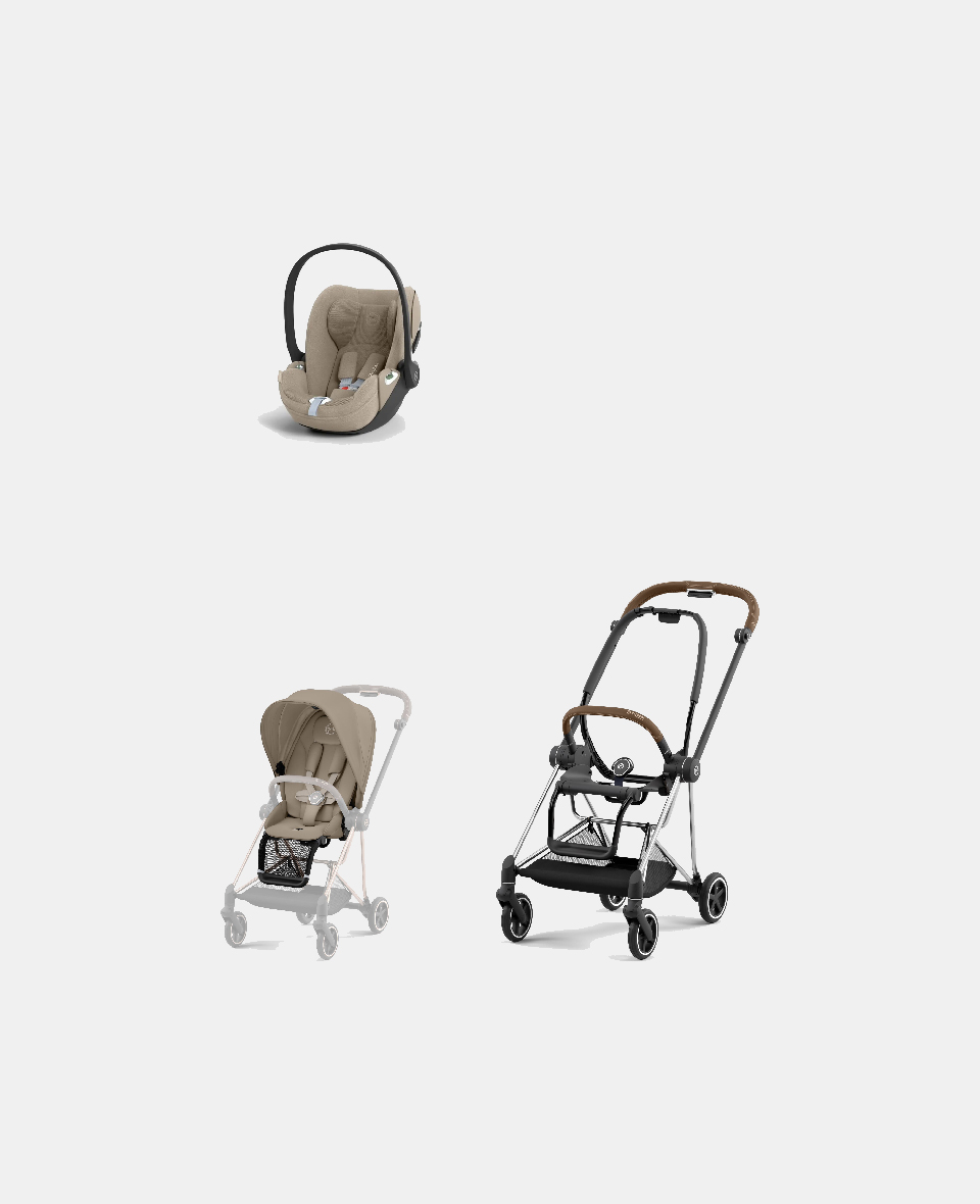 521002507-523001281-523001302.jpg Carucior 2 in 1 : Cadru Carucior pentru Copii Mios Chrome Brown + Parte Sport Carucior MIOS Cozy Beige + Scoică Auto pentru Copii Cloud T i-Size Plus Cozy Beige Cybex Platinum - imagine 1