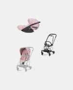 Carucior 2 in 1 Parte Sport Carucior MIOS SIMPLY FLOWERS PINK | light pink + Cadru Carucior pentru Copii Mios Chrome Black + Scoica Auto CLOUD T I-SIZE SIMPLY FLOWERS PINK | light pink Cybex Platinum