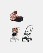 Carucior 2 in 1 Landou MIOS Lux Spring Blossom Light | light beige + Cadru Carucior pentru Copii Mios Chrome Black + Parte Sport Carucior MIOS Spring Blossom Light | light beige Cybex Fashion