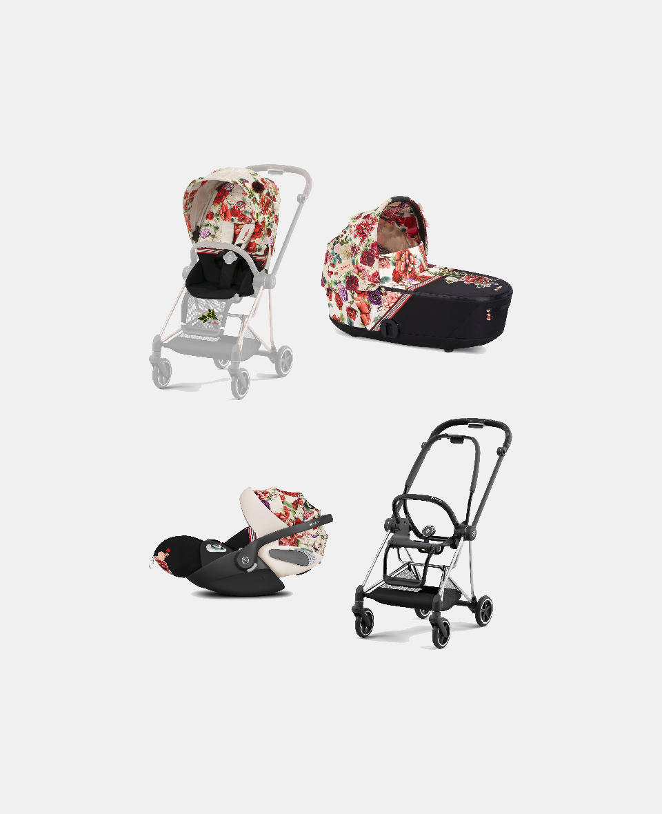 521002513-522000771-523000291-521002859.jpg Carucior 3 in 1 Landou MIOS Lux Spring Blossom Light | light beige + Cadru Carucior pentru Copii Mios Chrome Black + Scoica Auto CLOUD T I-SIZE Spring Blossom Light | light beige + Parte Sport Carucior MIOS Spring Blossom Light | light beige Cybex Fashion - imagine 1
