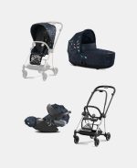 Carucior 3 in 1 Landou MIOS Lux Jewels of Nature | dark blue + Cadru Carucior pentru Copii Mios Chrome Black + Scoica Auto CLOUD T I-SIZE Jewels of Nature | dark blue + Parte Sport Carucior MIOS Jewels of Nature | Dark Blue Cybex Fashion - imagine 2