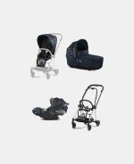 Carucior 3 in 1 Landou MIOS Lux Jewels of Nature | dark blue + Cadru Carucior pentru Copii Mios Chrome Black + Scoica Auto CLOUD T I-SIZE Jewels of Nature | dark blue + Parte Sport Carucior MIOS Jewels of Nature | Dark Blue Cybex Fashion