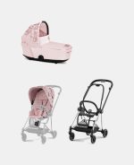 Carucior 2 in 1 Landou MIOS Lux SIMPLY FLOWERS PINK | light pink + Cadru Carucior pentru Copii Mios Chrome Black + Parte Sport Carucior MIOS SIMPLY FLOWERS PINK | light pink Cybex Fashion - imagine 2
