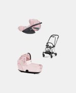 Carucior 2 in 1 Landou MIOS Lux SIMPLY FLOWERS PINK | light pink + Cadru Carucior pentru Copii Mios Chrome Black + Scoica Auto CLOUD T I-SIZE SIMPLY FLOWERS PINK | light pink Cybex Platinum