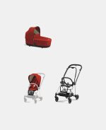 Carucior 2 in 1 : Cadru Carucior pentru Copii Mios Chrome Black + Landou Mios Lux Autumn Gold + Parte Sport Carucior MIOS Autumn Gold Cybex Platinum