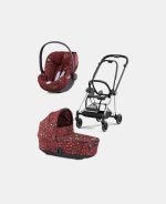 Carucior 2 in 1 Landou MIOS Lux Rosenrot Red | dark red + Cadru Carucior pentru Copii Mios Chrome Black + Scoica Auto CLOUD T I-SIZE Rosenrot Red | dark red Cybex Platinum