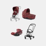 Carucior 3 in 1 Landou MIOS Lux Rosenrot Red | dark red + Cadru Carucior pentru Copii Mios Chrome Black + Scoica Auto CLOUD T I-SIZE Rosenrot Red | dark red + Parte Sport Carucior MIOS Rosenrot Red | dark red Cybex Fashion