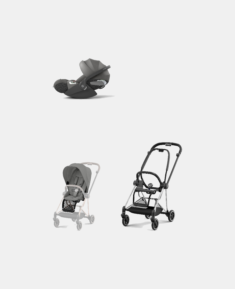 521002513-523000873-523000226.jpg Carucior 2 in 1 : Cadru Carucior pentru Copii Mios Chrome Black + Parte Sport Carucior MIOS Mirage Grey + Scoică Auto pentru Copii Cloud T i-Size Comfort Mirage Grey Cybex Platinum - imagine 1