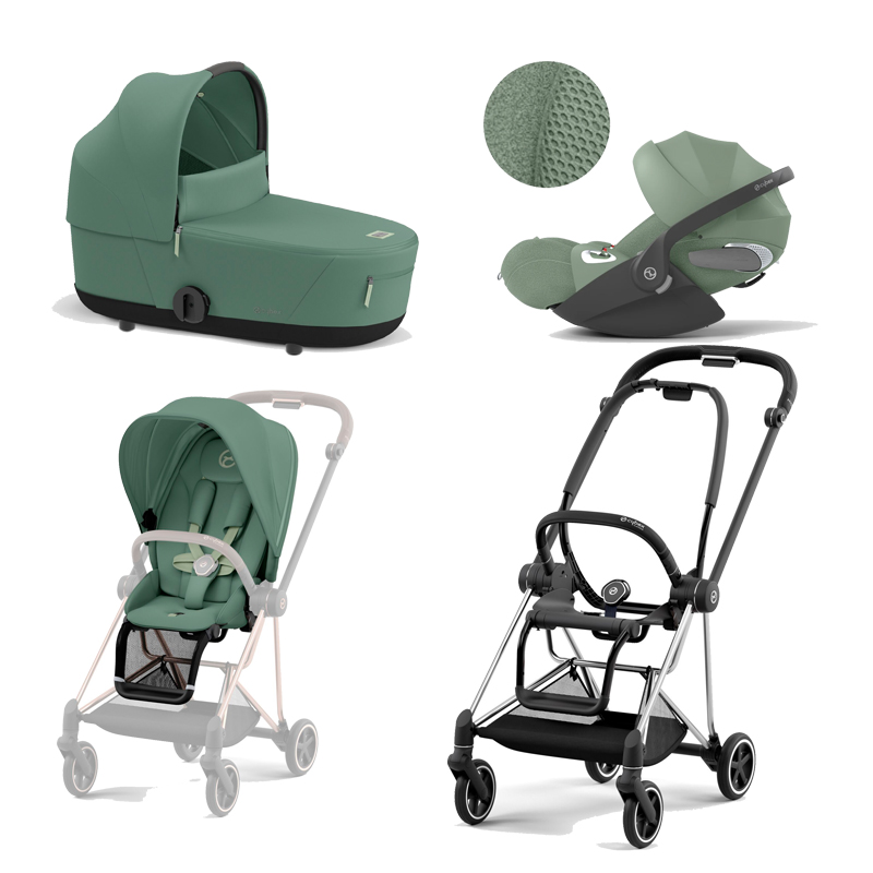 521002513-523000897-523000953-523000256.jpg Carucior 3 in 1 Cadru Carucior pentru Copii Mios Chrome Black + Parte Sport Carucior MIOS Leaf Green + Landou Mios Lux Leaf Green + Scoică Auto pentru Copii Cloud T i-Size Plus Leaf Green Cybex Platinum - imagine 1