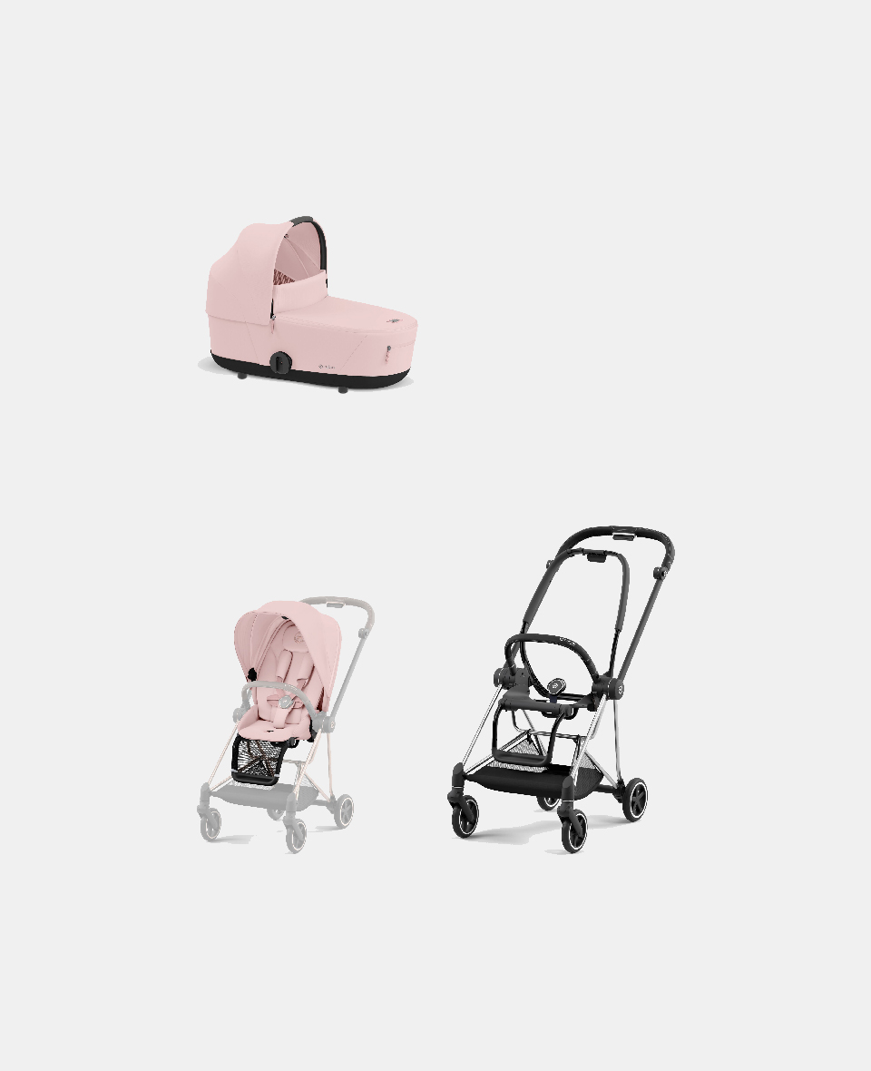 521002513-523000945-523000889.jpg Carucior 2 in 1 : Cadru Carucior pentru Copii Mios Chrome Black + Landou Mios Lux Peach Pink + Parte Sport Carucior MIOS Peach Pink Cybex Platinum - imagine 1