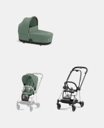 Carucior 2 in 1 : Cadru Carucior pentru Copii Mios Chrome Black + Landou Mios Lux Leaf Green + Parte Sport Carucior MIOS Leaf Green Cybex Platinum - imagine 2