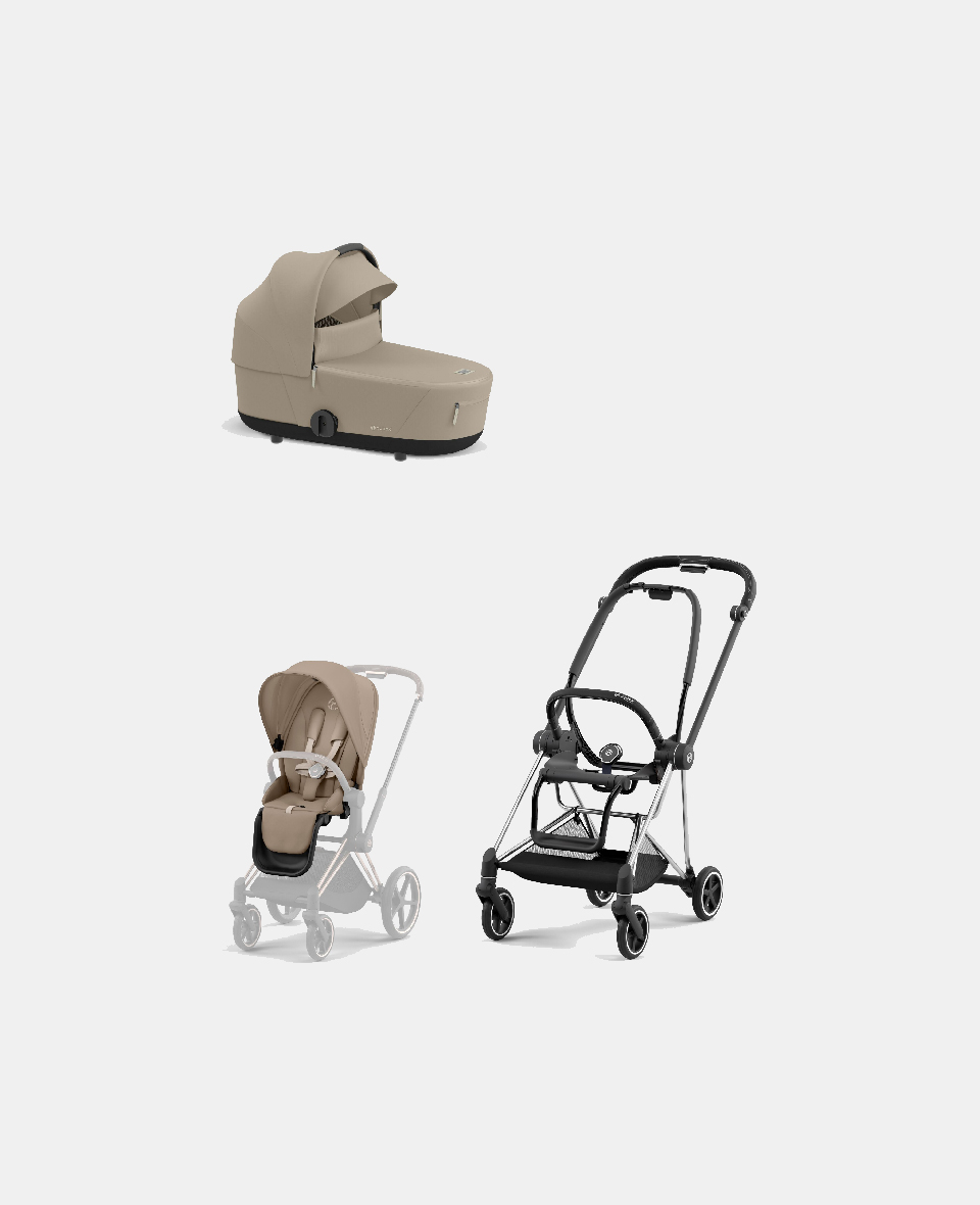 521002513-523001289-523001261.jpg Carucior 2 in 1 : Cadru Carucior pentru Copii Mios Chrome Black + Landou Mios Lux Cozy Beige + Parte Sport Carucior MIOS Cozy Beige Cybex Platinum - imagine 1