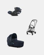 Carucior 2 in 1 Landou MIOS Lux Jewels of Nature | dark blue + Cadru Carucior pentru Copii Mios Matt Black + Scoica Auto CLOUD T I-SIZE Jewels of Nature | dark blue Cybex Platinum - imagine 2