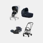 Carucior 3 in 1 Landou MIOS Lux Jewels of Nature | dark blue + Cadru Carucior pentru Copii Mios Matt Black + Scoica Auto CLOUD T I-SIZE Jewels of Nature | dark blue + Parte Sport Carucior MIOS Jewels of Nature | Dark Blue Cybex Fashion