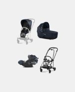 Carucior 3 in 1 Landou MIOS Lux Jewels of Nature | dark blue + Cadru Carucior pentru Copii Mios Matt Black + Scoica Auto CLOUD T I-SIZE Jewels of Nature | dark blue + Parte Sport Carucior MIOS Jewels of Nature | Dark Blue Cybex Fashion