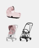 Carucior 2 in 1 Landou MIOS Lux SIMPLY FLOWERS PINK | light pink + Cadru Carucior pentru Copii Mios Matt Black + Parte Sport Carucior MIOS SIMPLY FLOWERS PINK | light pink Cybex Fashion - imagine 2